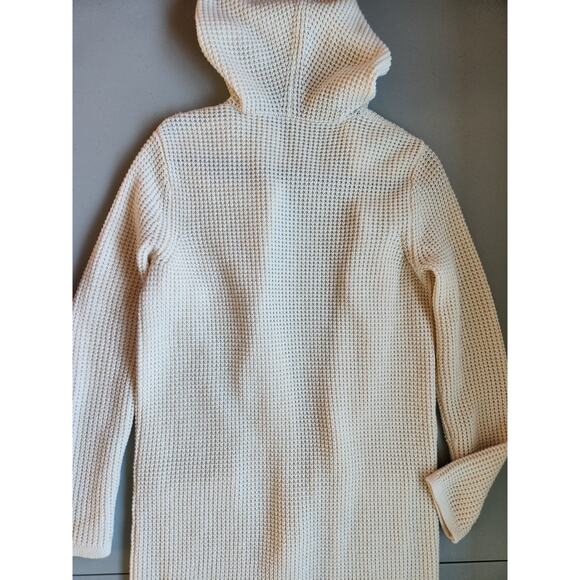 Jenni Kayne Wool/Cashmere Hooded Waffle Knit Long Cardigan Sz XS Oatmeal #1K501 - Picture 9 of 15